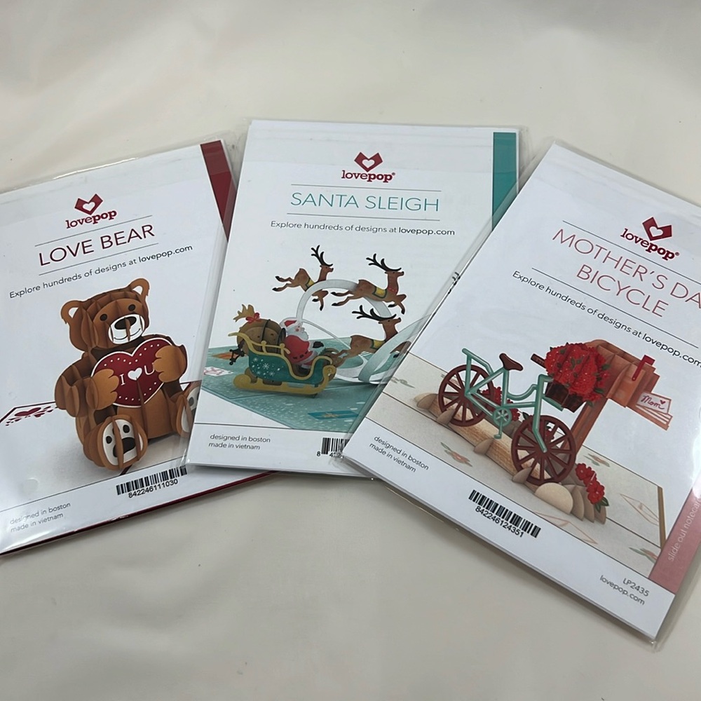 Lovepop pop-up greeting cards - see of three